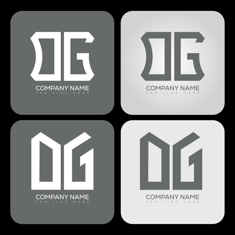 OG polygon, hexagon, flat and simple letter logo set in one artboard. OG minimalist and classic logo. vector