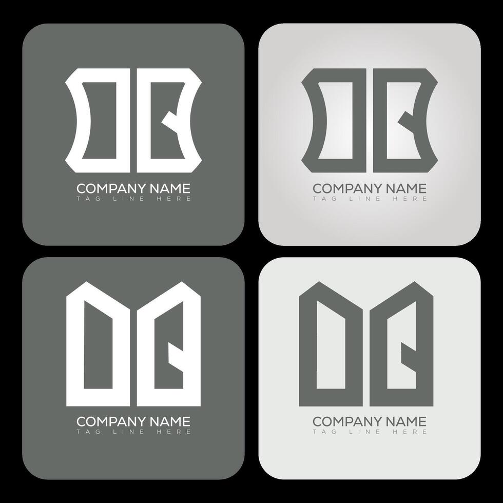 OQ polygon, hexagon, flat and simple letter logo set in one artboard. OQ minimalist and classic logo. vector