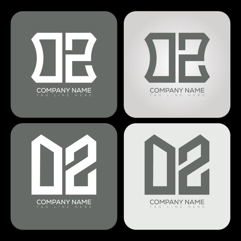 OZ polygon, hexagon, flat and simple letter logo set in one artboard. OZ minimalist and classic logo. vector