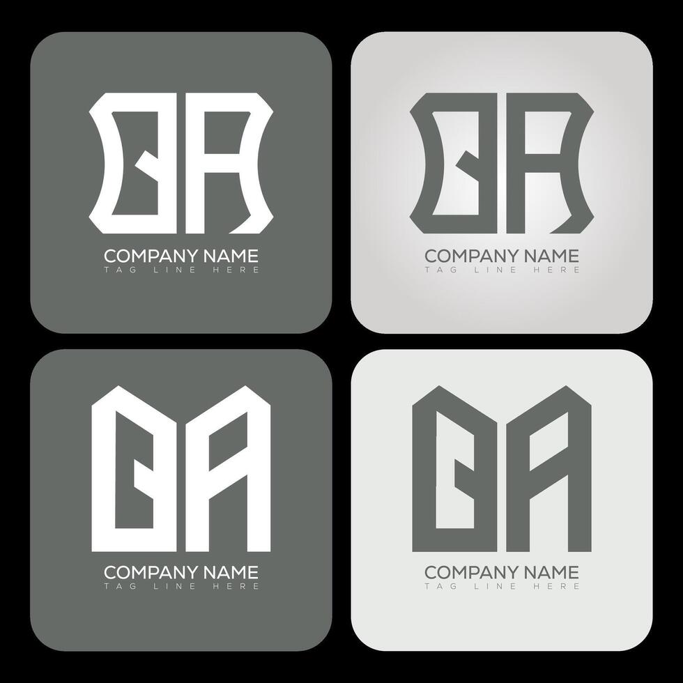 QA polygon, hexagon, flat and simple letter logo set in one artboard. QA minimalist and classic logo. vector