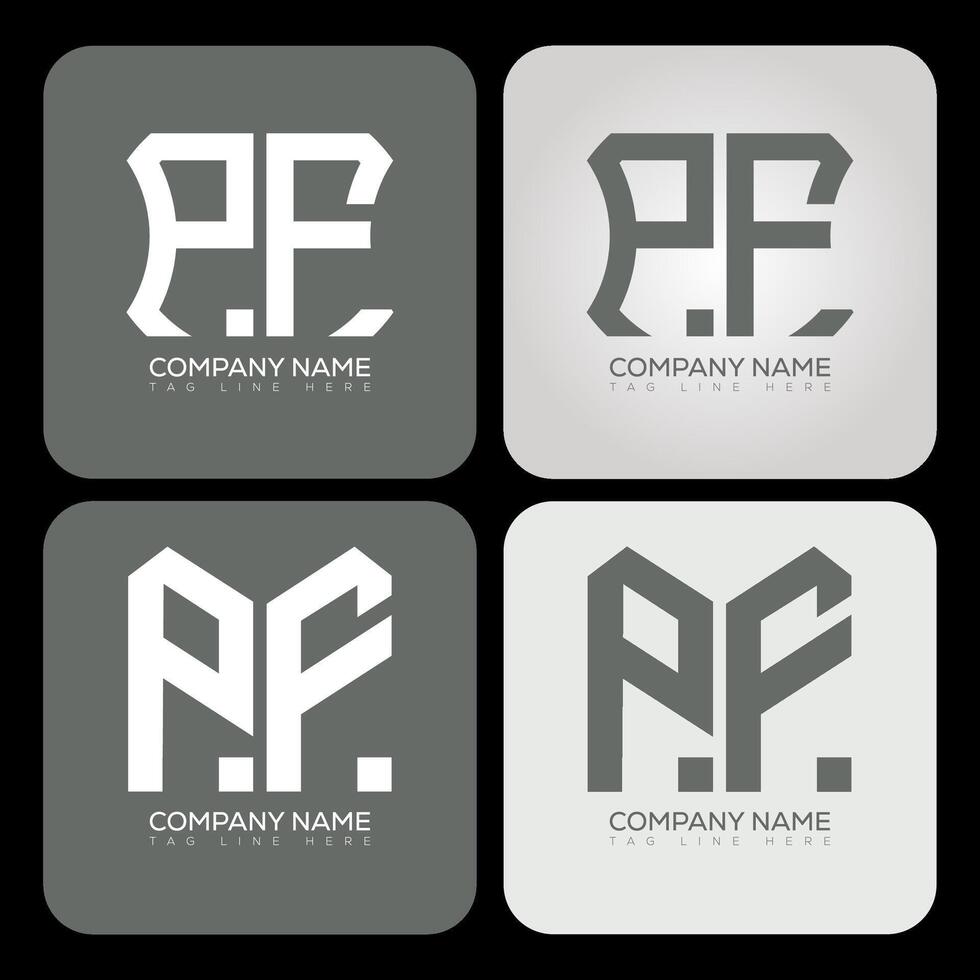 PF polygon, hexagon, flat and simple letter logo set in one artboard. PF minimalist and classic logo. vector