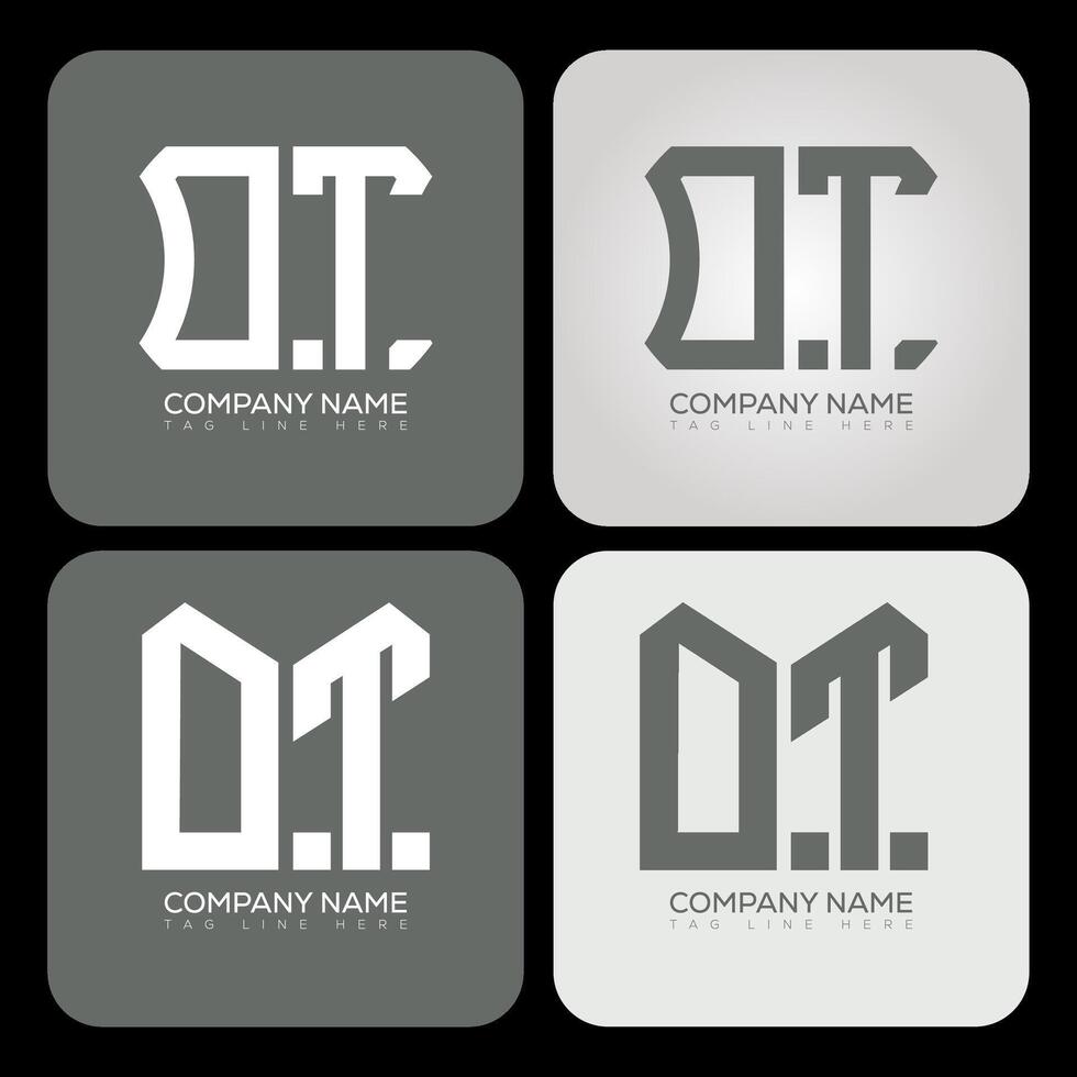 OT polygon, hexagon, flat and simple letter logo set in one artboard. OT minimalist and classic logo. vector