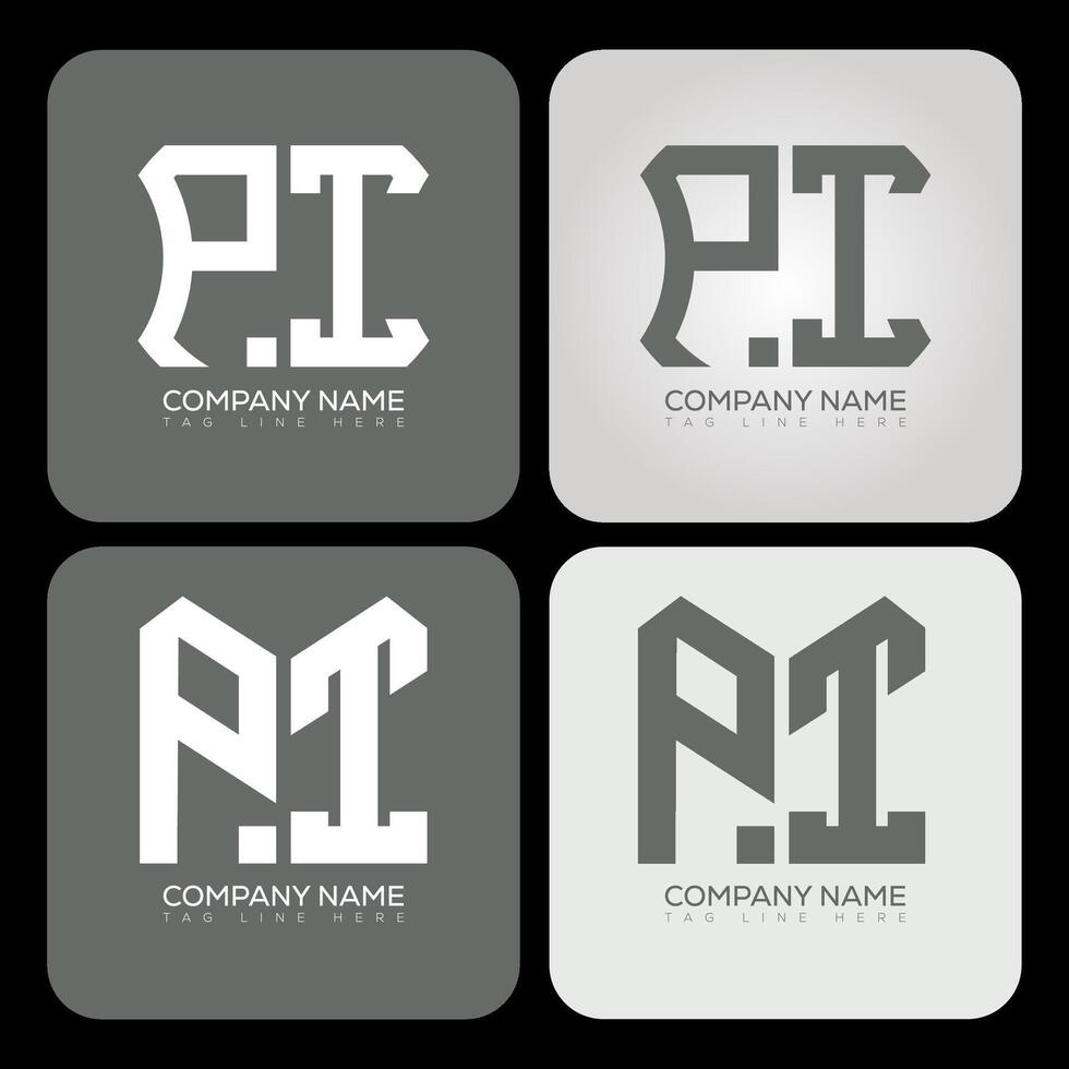 PI polygon, hexagon, flat and simple letter logo set in one artboard. PI minimalist and classic logo. vector