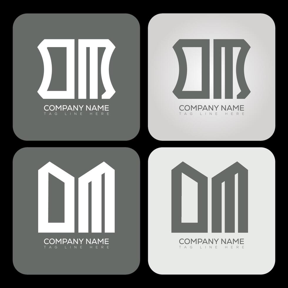 OM polygon, hexagon, flat and simple letter logo set in one artboard. OM minimalist and classic logo. vector