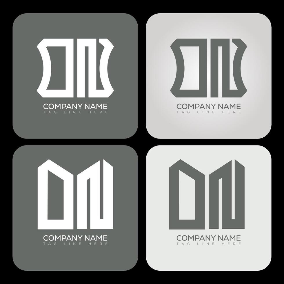 ON polygon, hexagon, flat and simple letter logo set in one artboard. ON minimalist and classic logo. vector