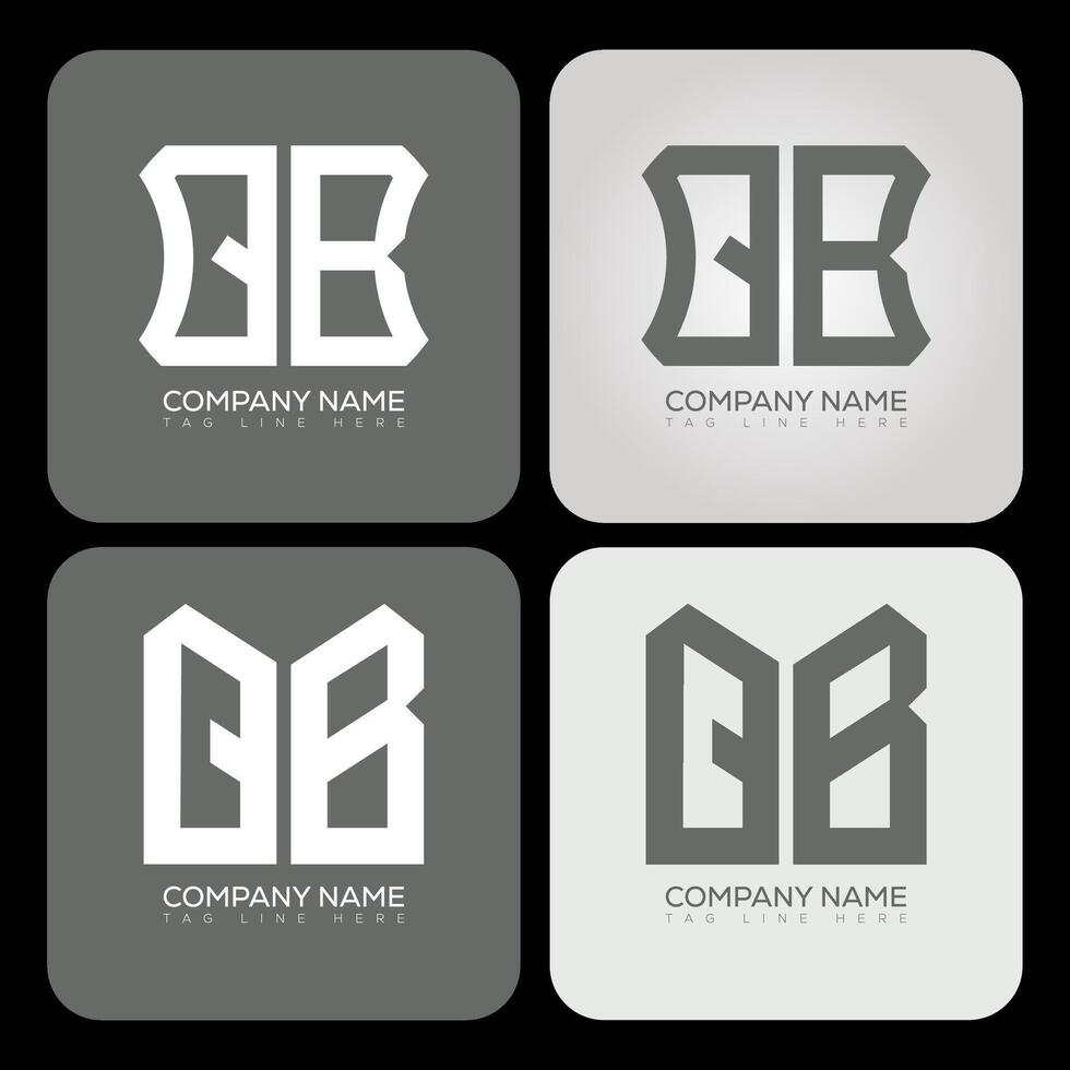 QB polygon, hexagon, flat and simple letter logo set in one artboard. QB minimalist and classic logo. vector