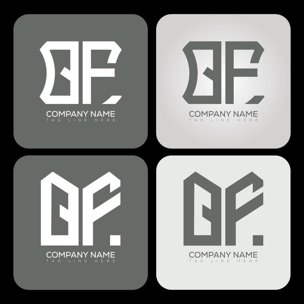 QF polygon, hexagon, flat and simple letter logo set in one artboard. QF minimalist and classic logo. vector