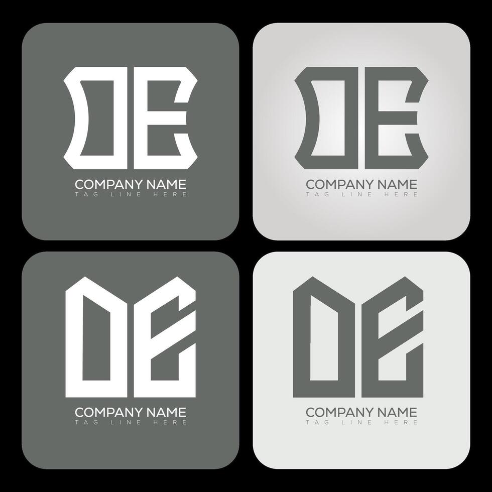 OE polygon, hexagon, flat and simple letter logo set in one artboard. OE minimalist and classic logo. vector