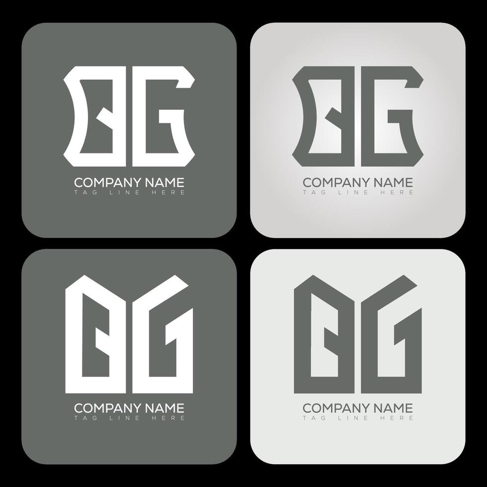 QG polygon, hexagon, flat and simple letter logo set in one artboard. QG minimalist and classic logo. vector
