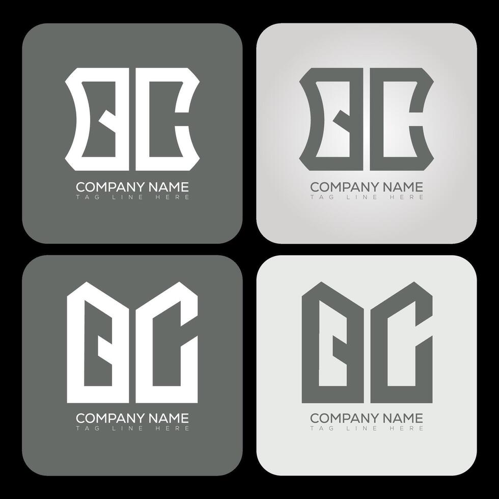 QC polygon, hexagon, flat and simple letter logo set in one artboard. QC minimalist and classic logo. vector