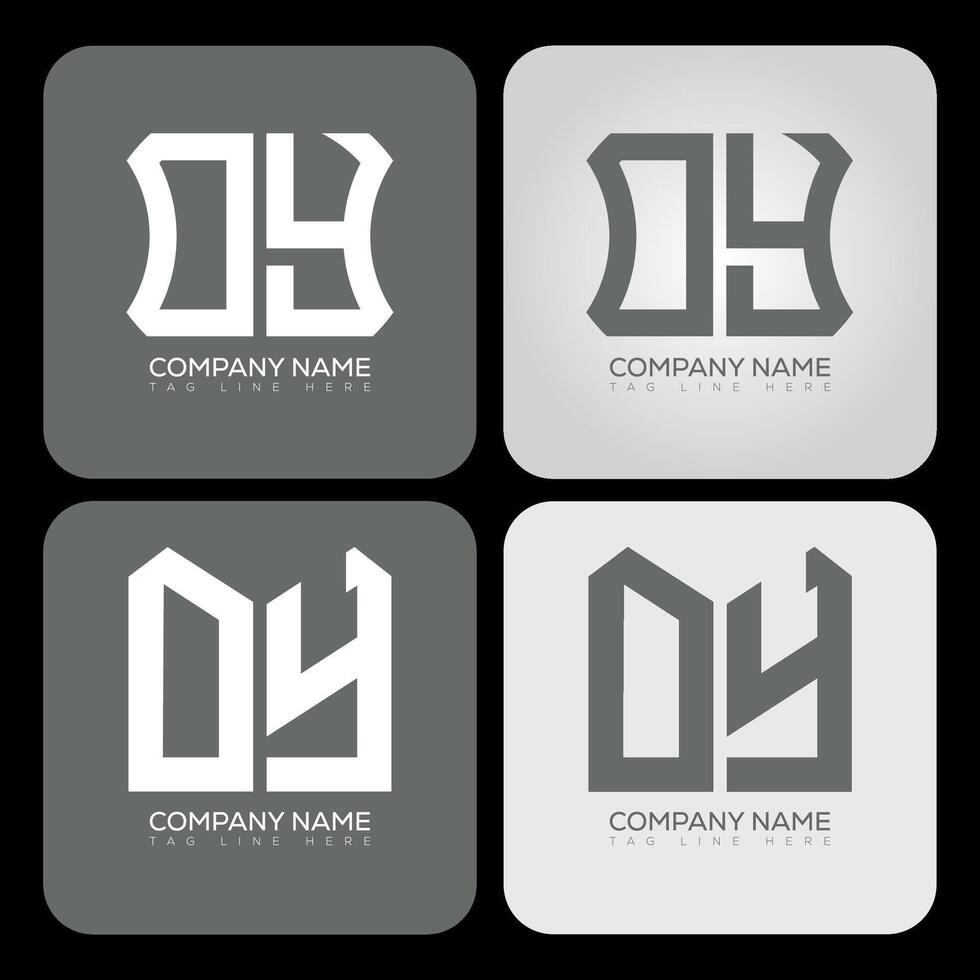 OY polygon, hexagon, flat and simple letter logo set in one artboard. OY minimalist and classic logo. vector
