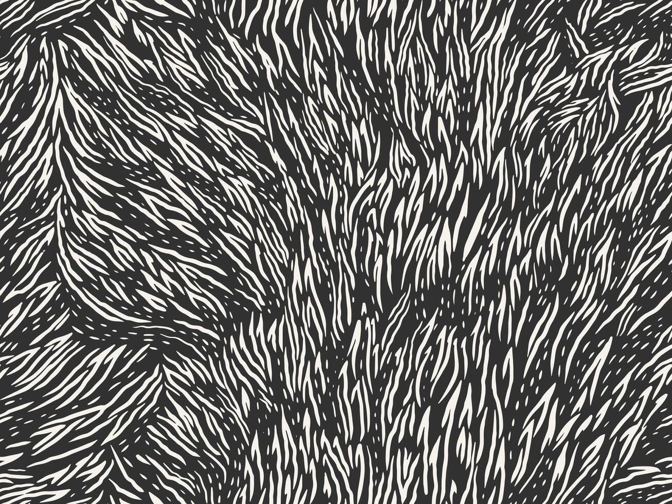 Seamless abstract animal-inspired pattern featuring dynamic black and white organic lines. Ideal for textile design, modern wallpapers, branding projects, and decorative backgrounds vector