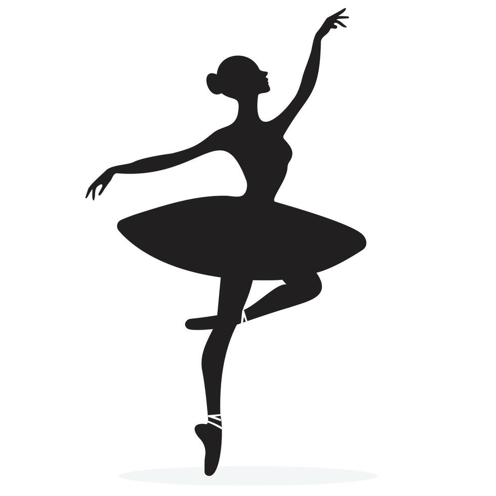 ballet dancer silhouette isolated on white background flat vector