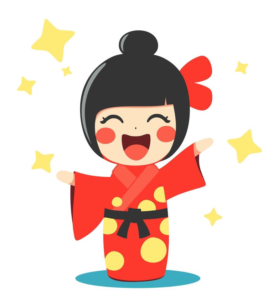 Japanese kakeshi doll. Cute isolated illustration vector