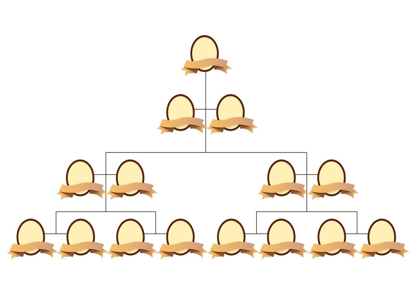 Retro family tree with photo frames and ribbons for inscriptions with lines vector