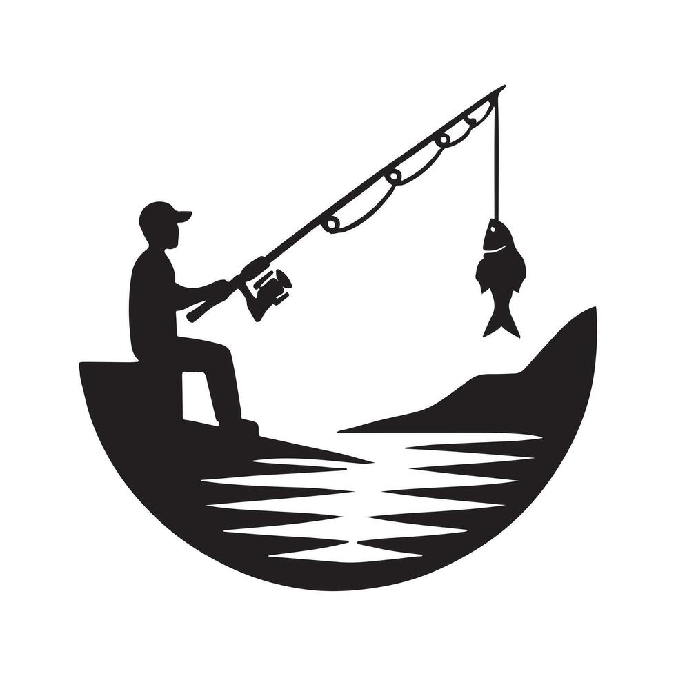 Fishing Icon silhouette on white background vector