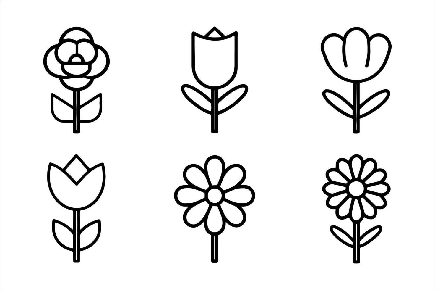 lotus flower icon , simple flower icon line art for coloring book page vector