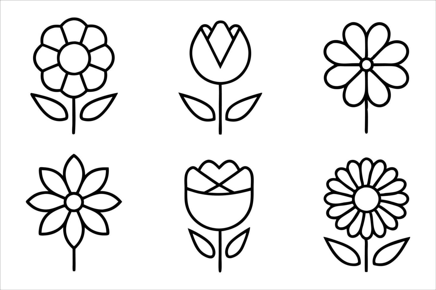 flower , simple flower icon line art for coloring book page vector