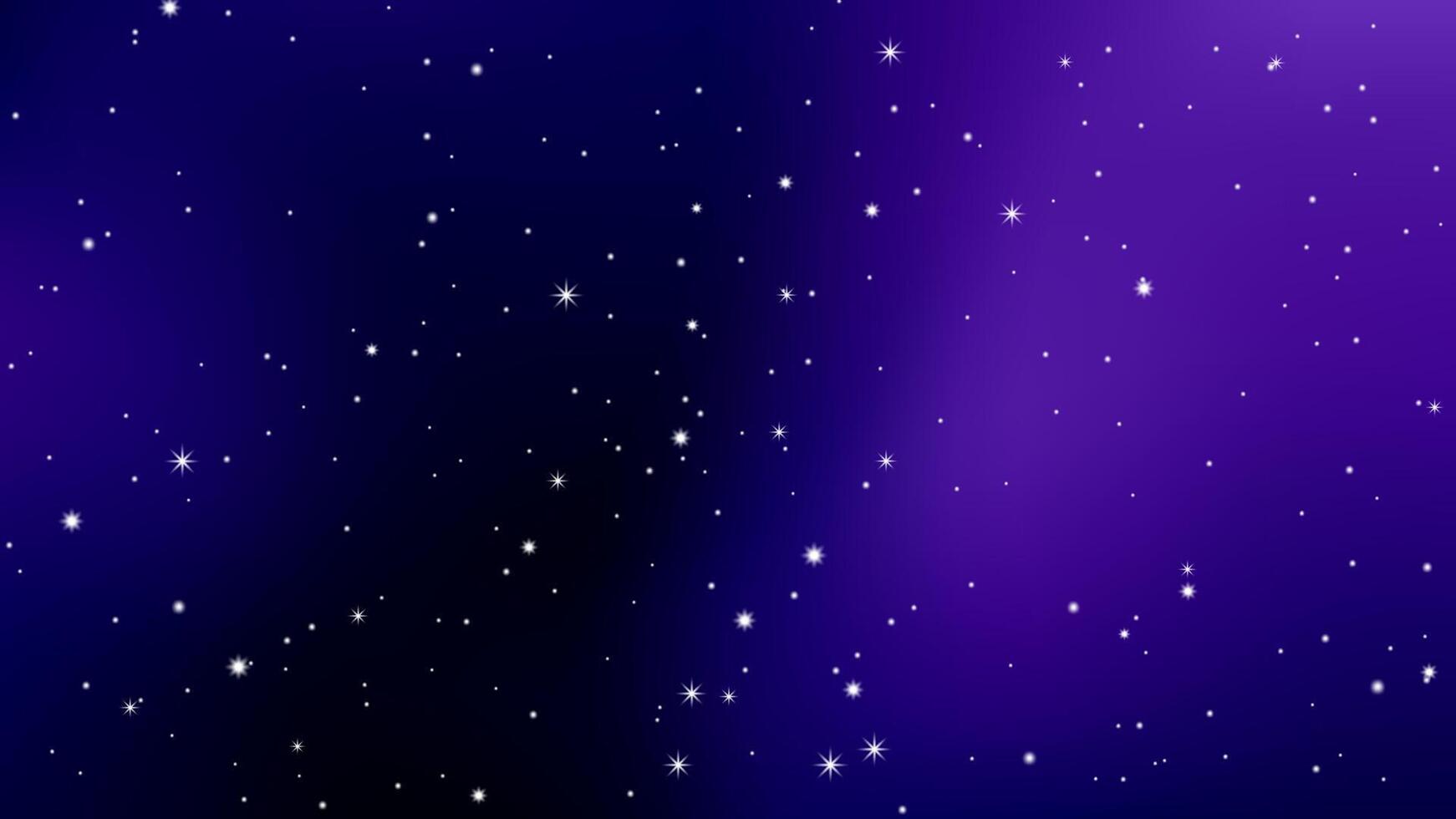 Night sky dark blue and purple universe. Galaxy illustration with starlight. Shiny abstract cosmos vector