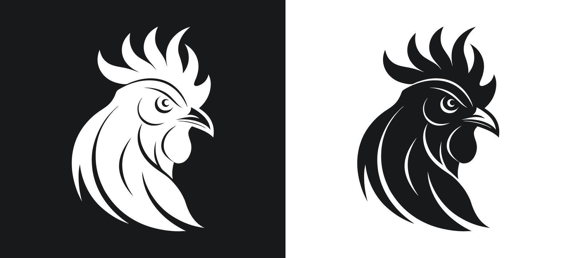 Minimalist Black and White Silhouette of Rooster Chicken vector