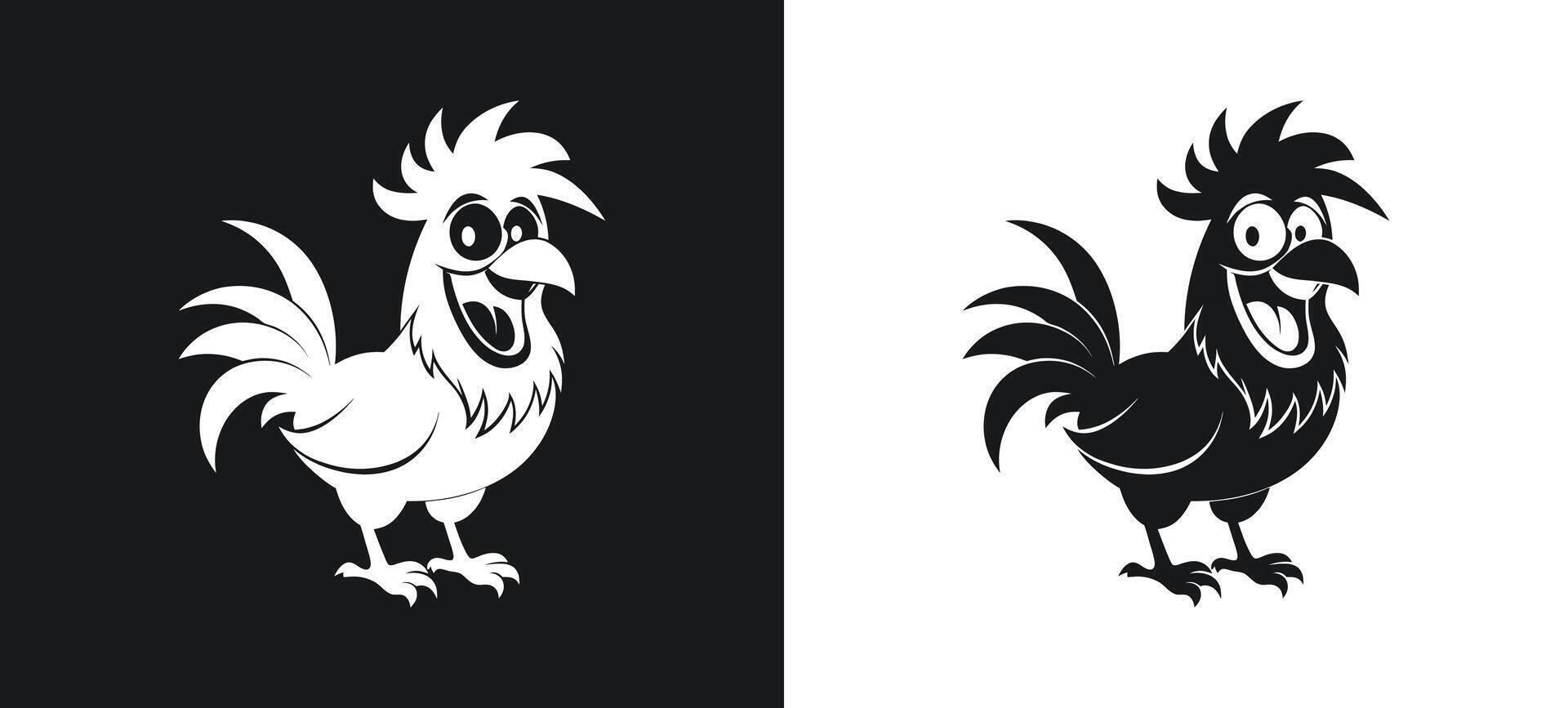 Chicken Rooster Silhouettes in Elegant Monochrome vector