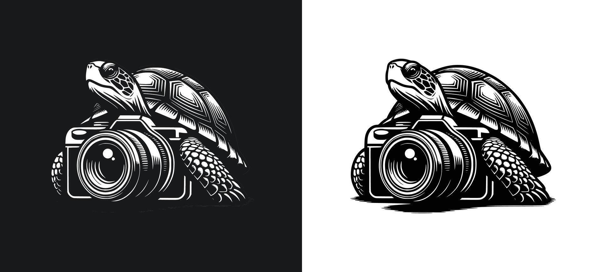 illustration of a Turtle with a Camera Silhouette vector