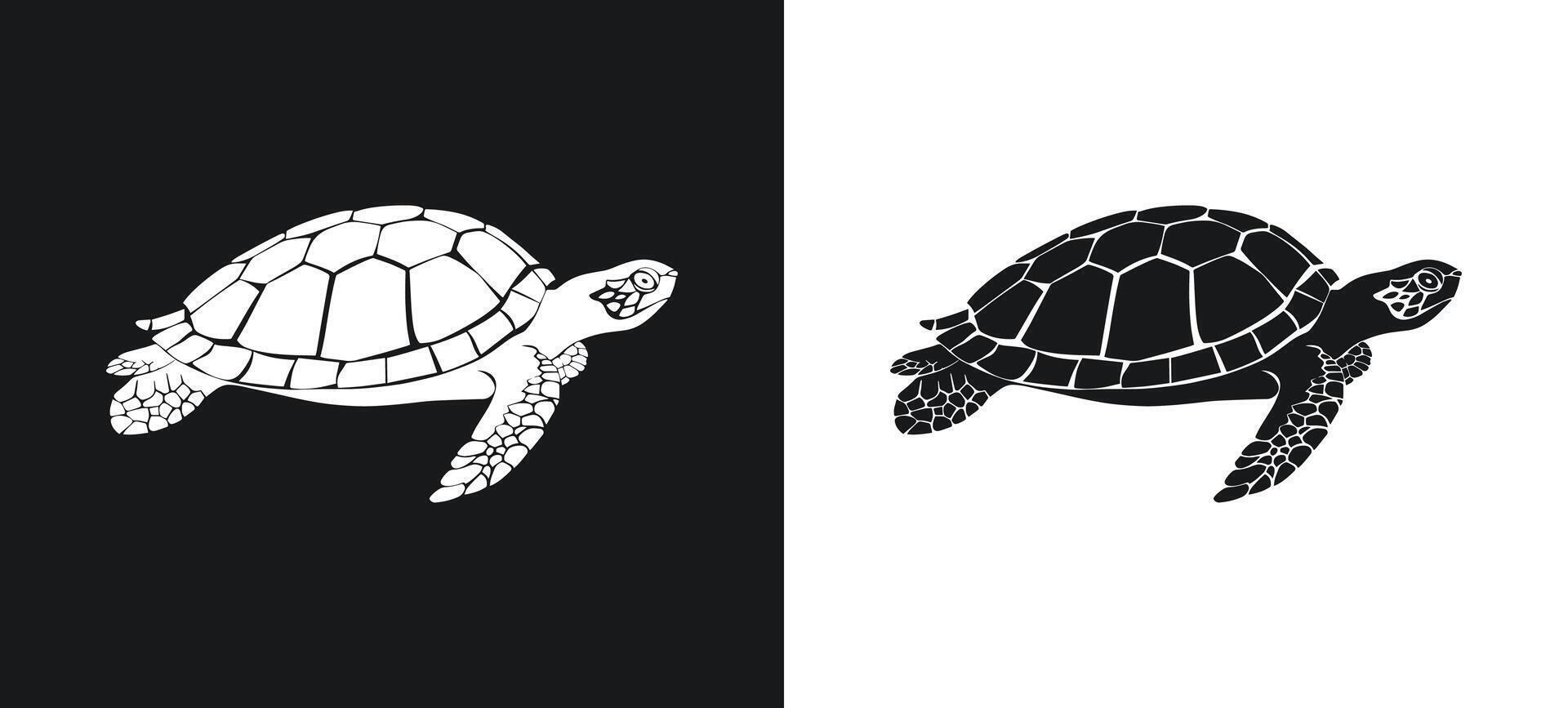 Turtle outline figure in art form. vector