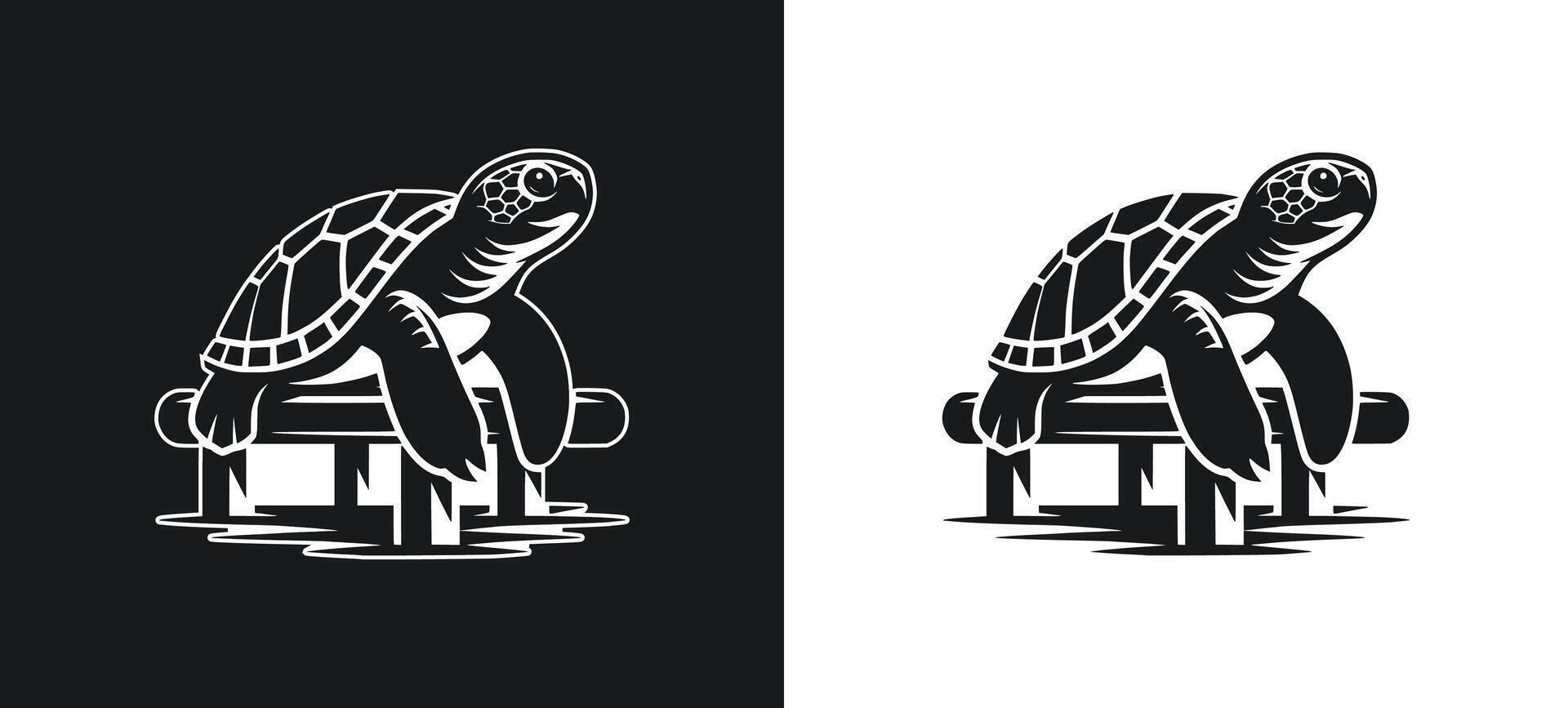 Turtle outline silhouette in visual design. vector