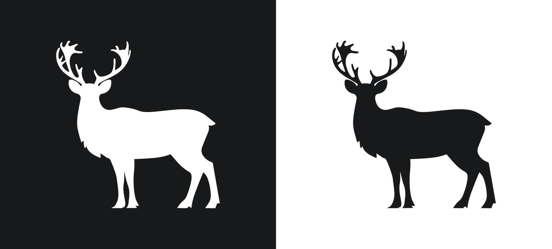 Reindeer silhouette in black and white art vector