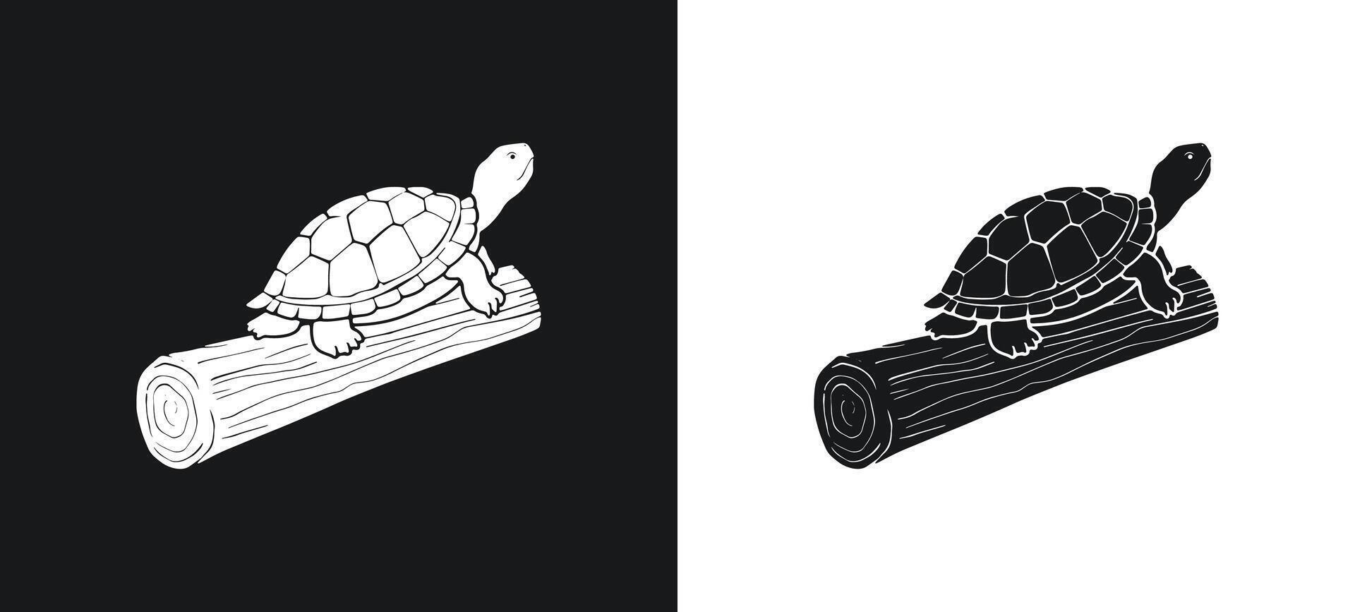Minimalistic turtle design in outline. vector