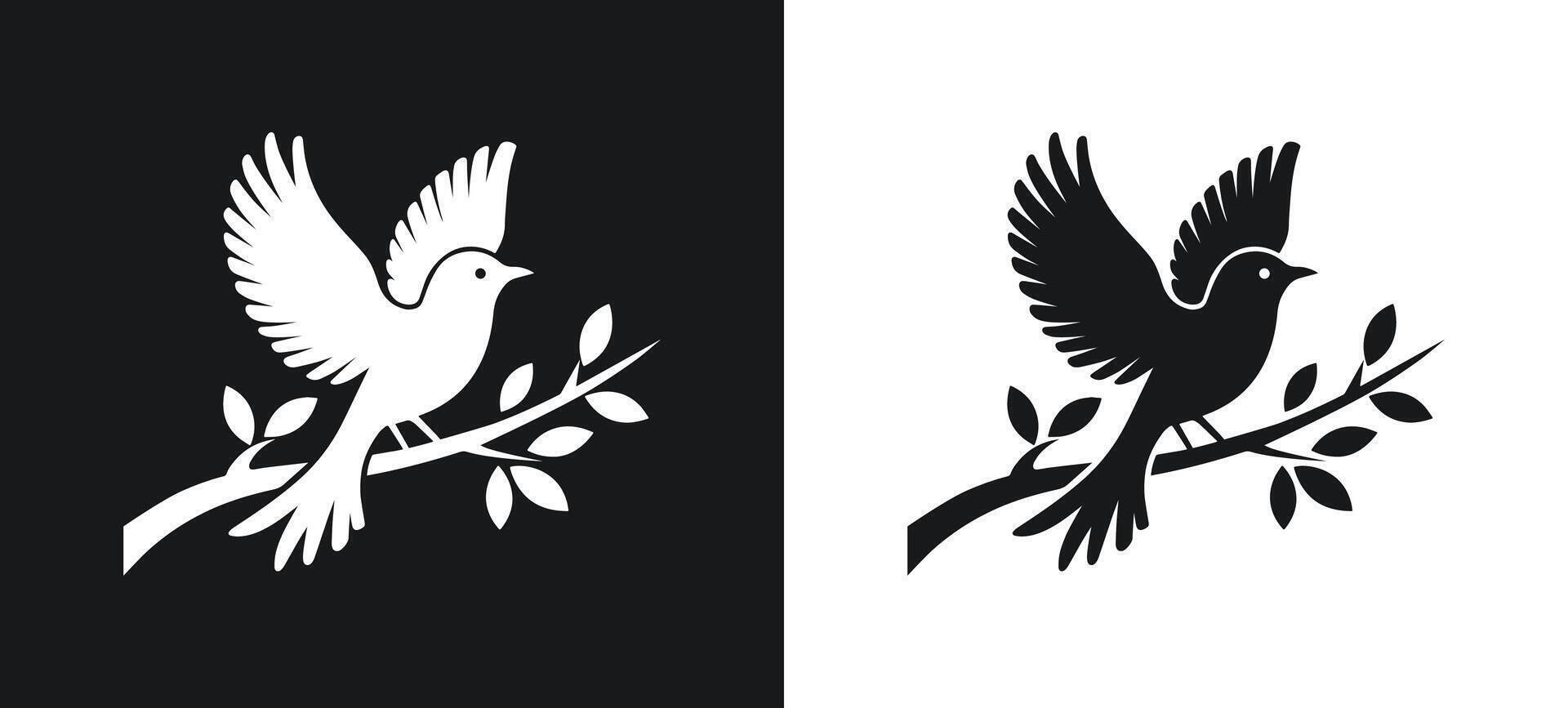 Birds on branches silhouette graphic vector