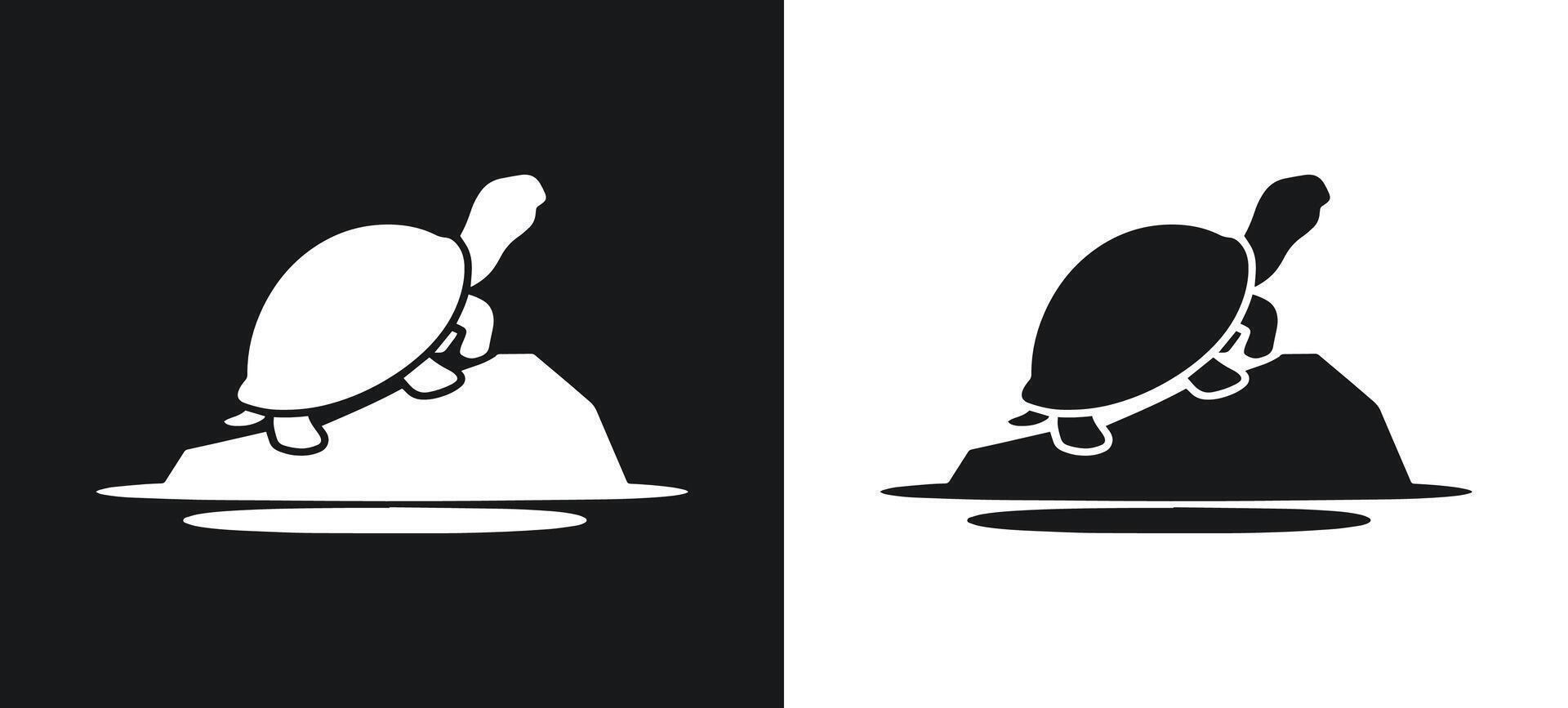 Silhouette of a turtle in minimalist art. vector