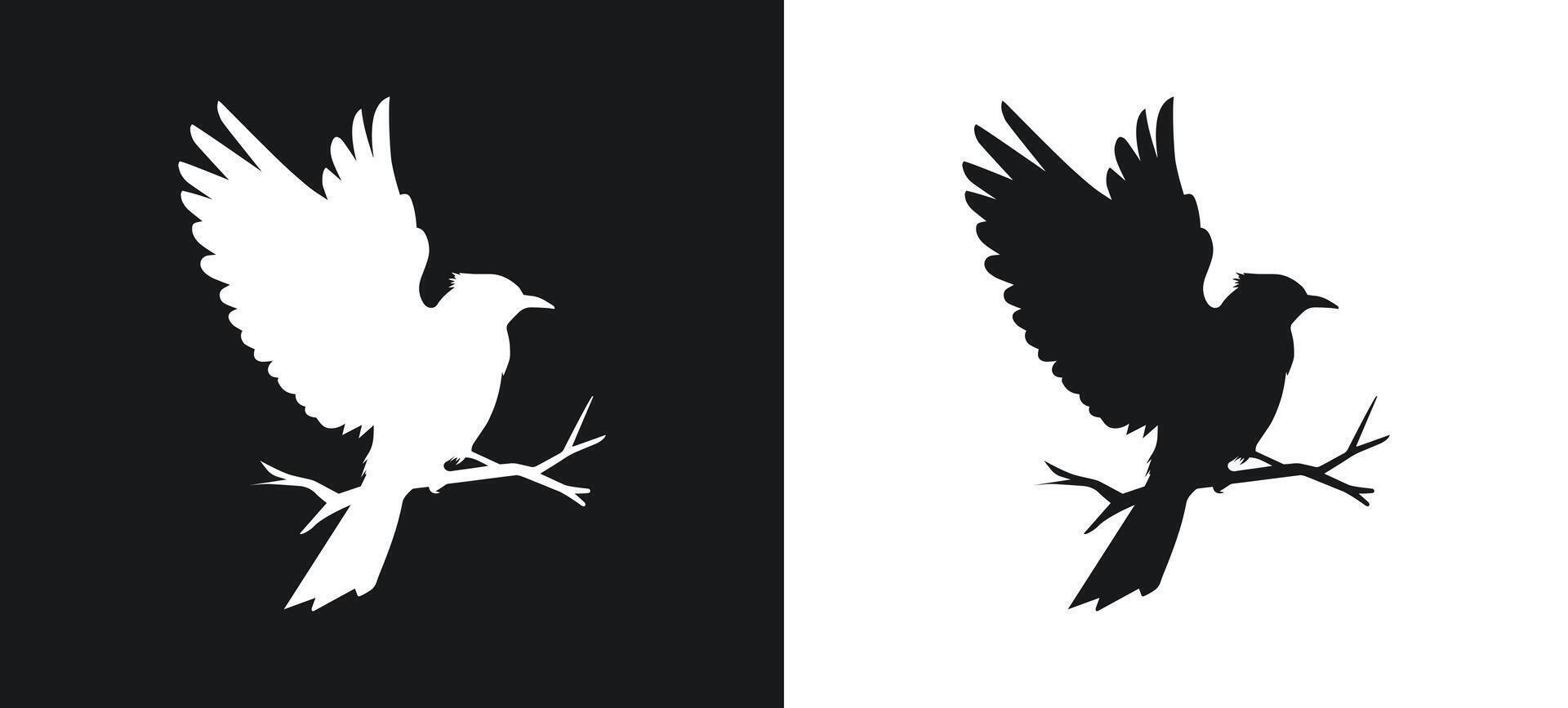 Birds on branches silhouette illustration design vector