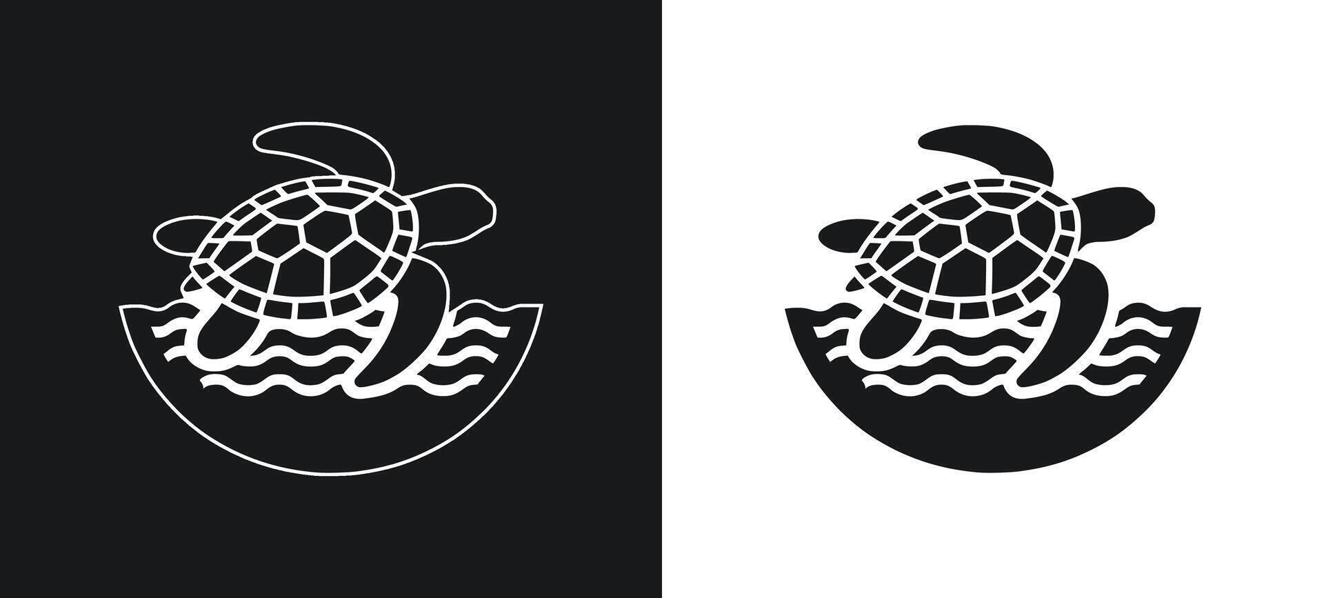 Silhouette of a turtle in graphic art. vector
