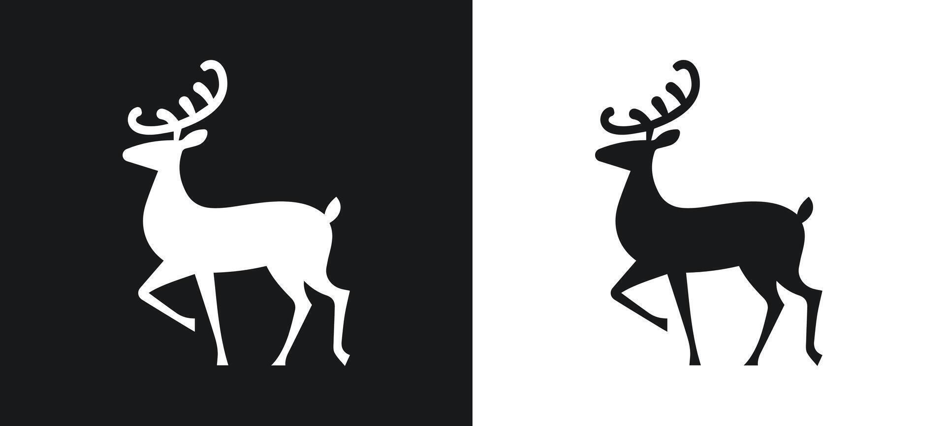 Reindeer silhouette in monochrome style vector