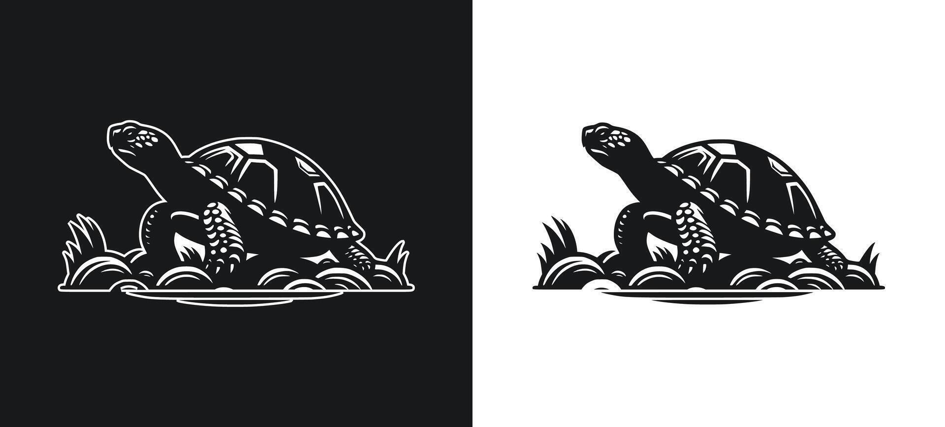 Turtle shadow artwork design. vector