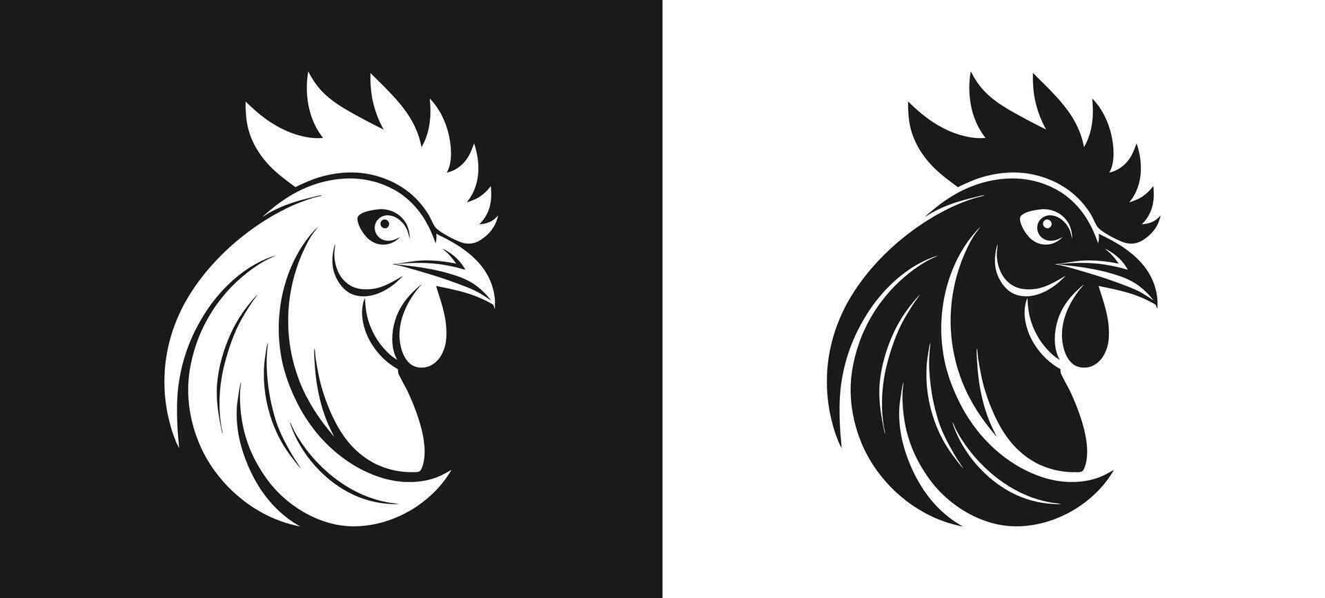 Monochrome Rooster Chicken Silhouette Design vector