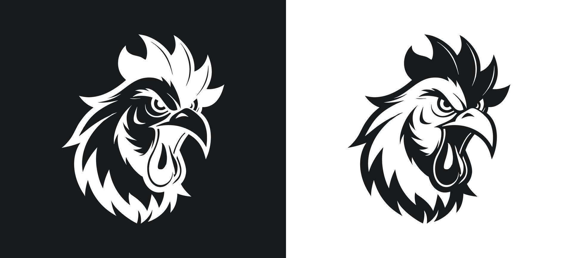 Chicken Silhouette Design in Black and White vector