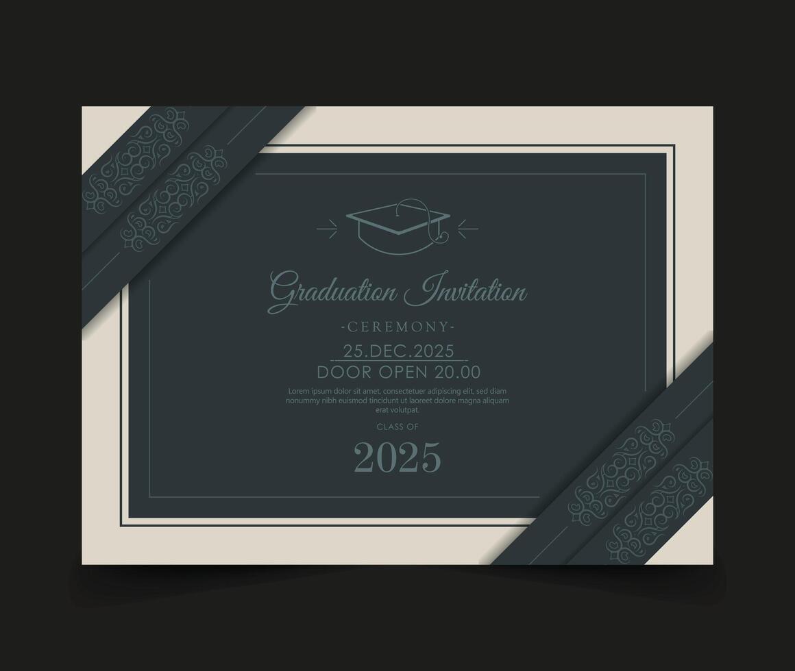 graduation invitation with ornament template vector