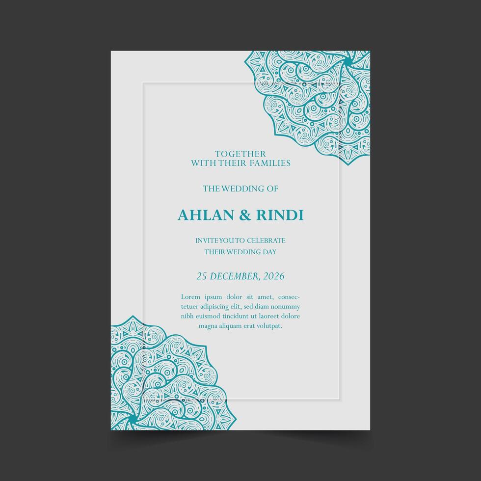 wedding invitation mandala design background vector