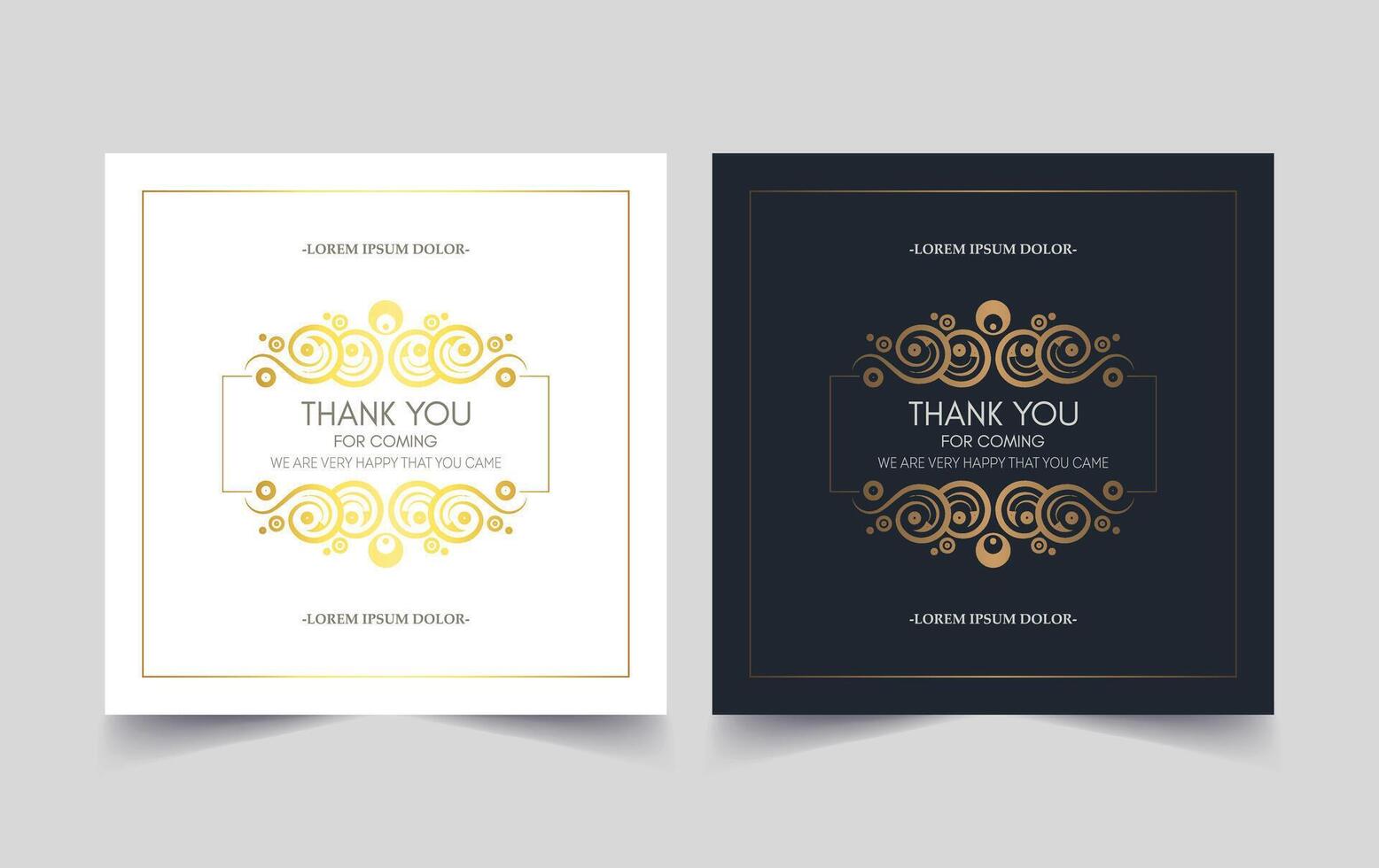 classic gold thank you wedding card vector