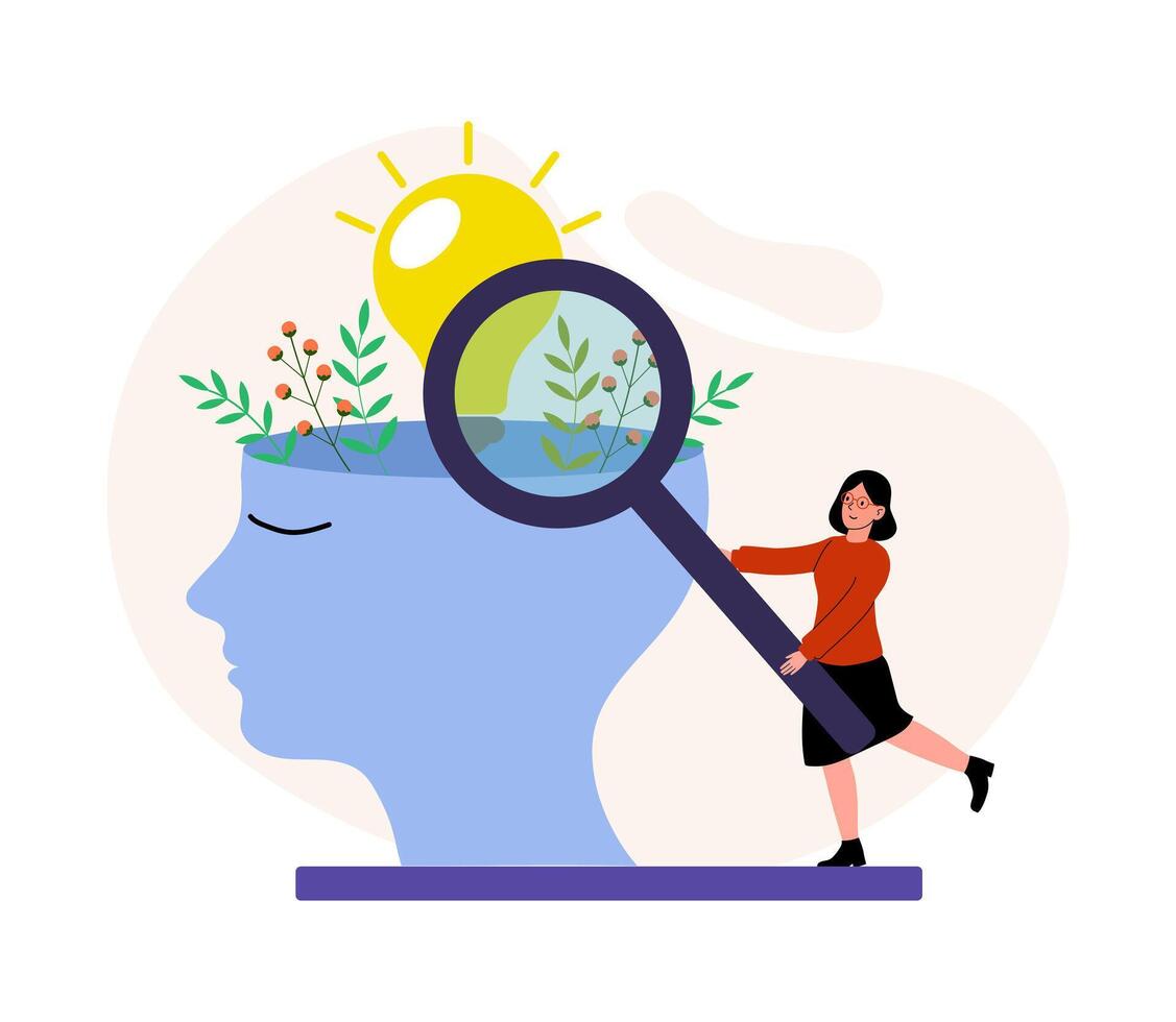 Exploring inner thoughts through creative visualization and nature-inspired concepts vector