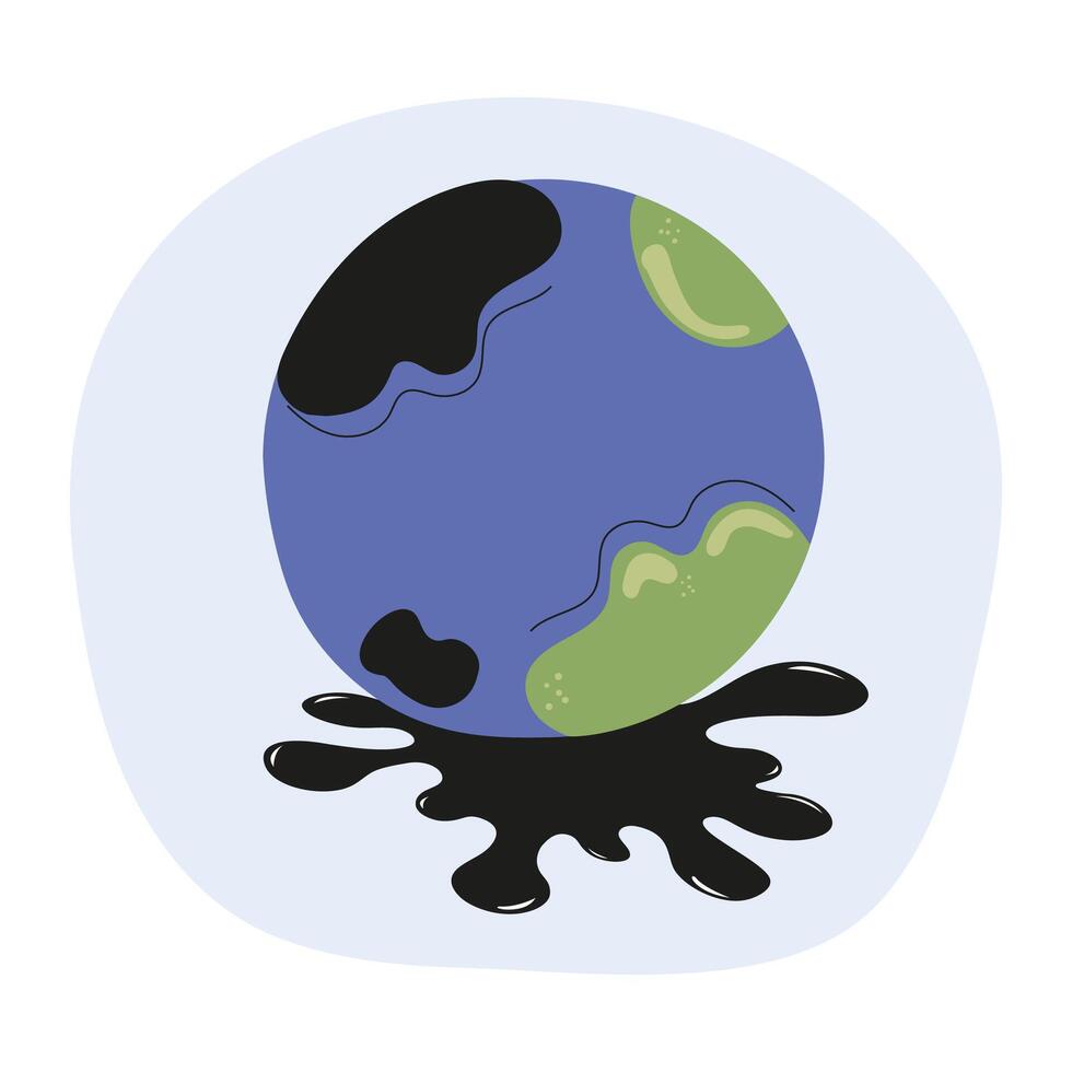 Earth representing environmental issues with oil spill and deforestation effects vector