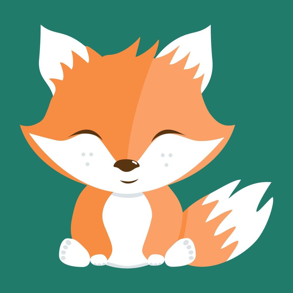 Baby Fox Flat Illustration vector
