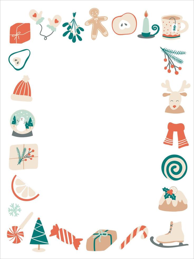 Greeting Card with Christmas Collection Elements Frame vector