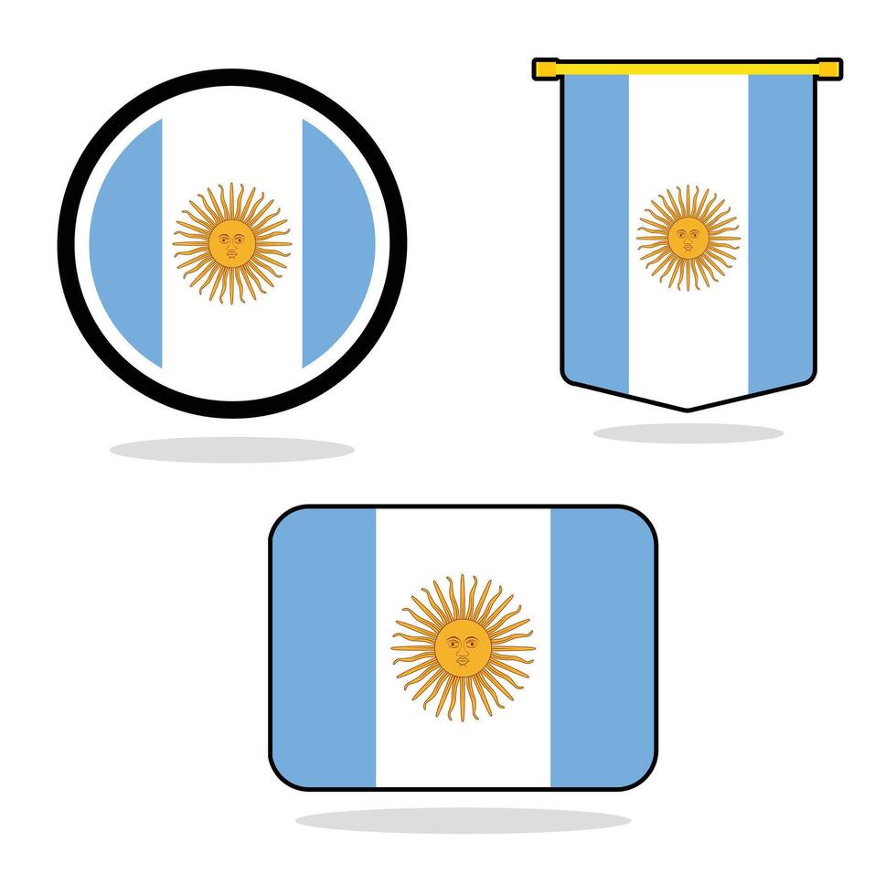 Argentina set of flag banner Argentina flag white background illustration design Argentina independence day banner design vector