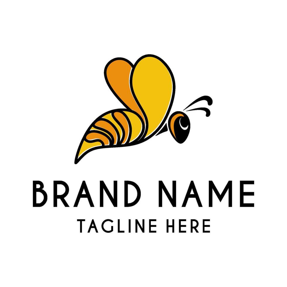 honey bee logo. flying bee, beekeeping icon vector