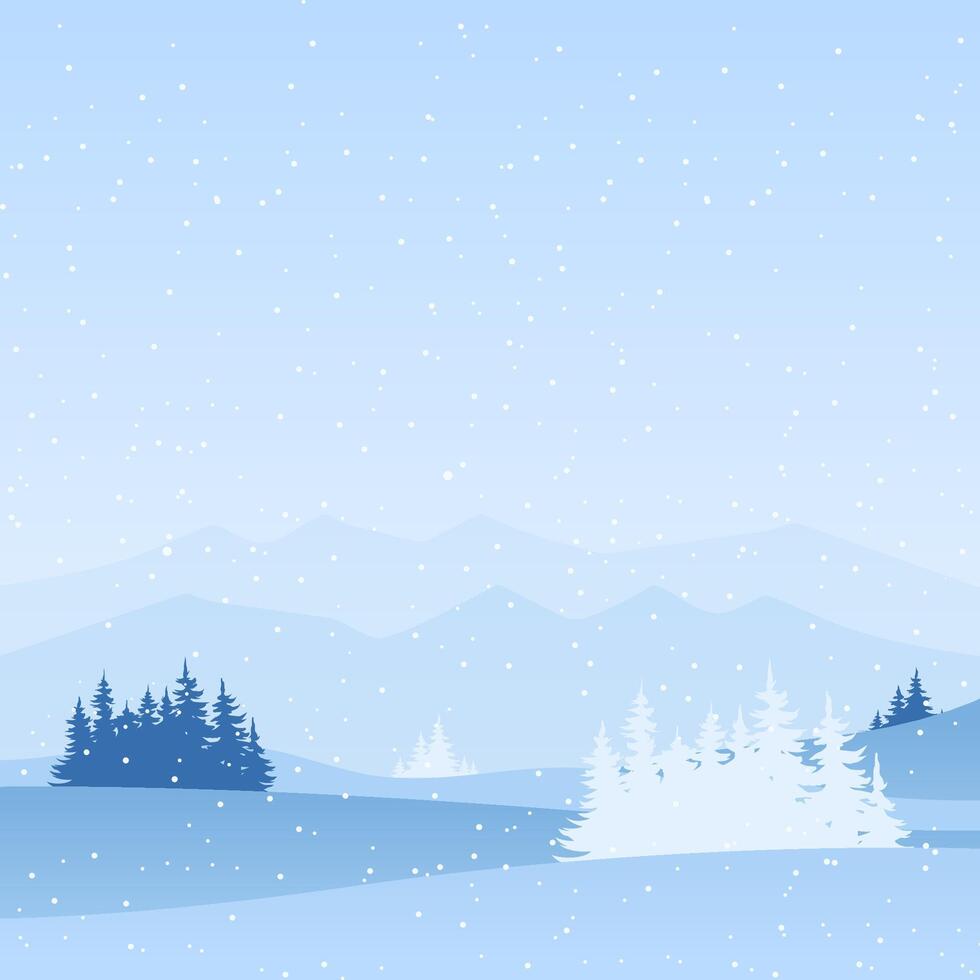 Snowy Winter. Winter Forest and Mountains. vector