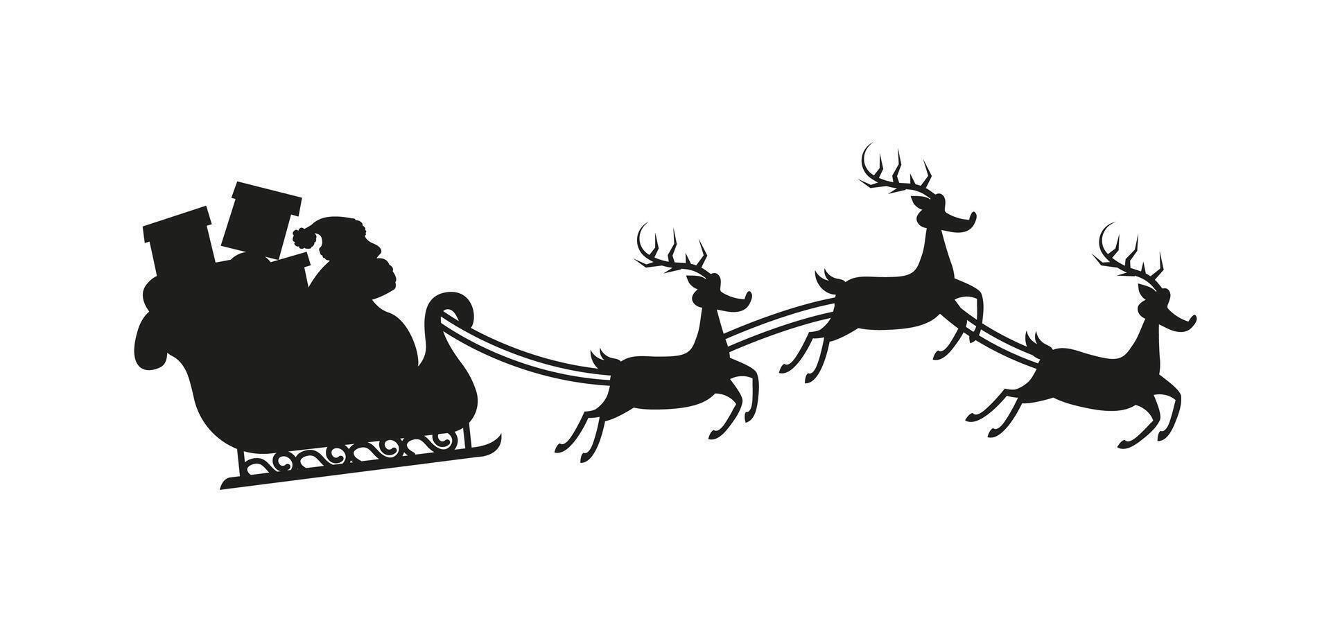 Santa Claus and a sleigh with reindeer. vector