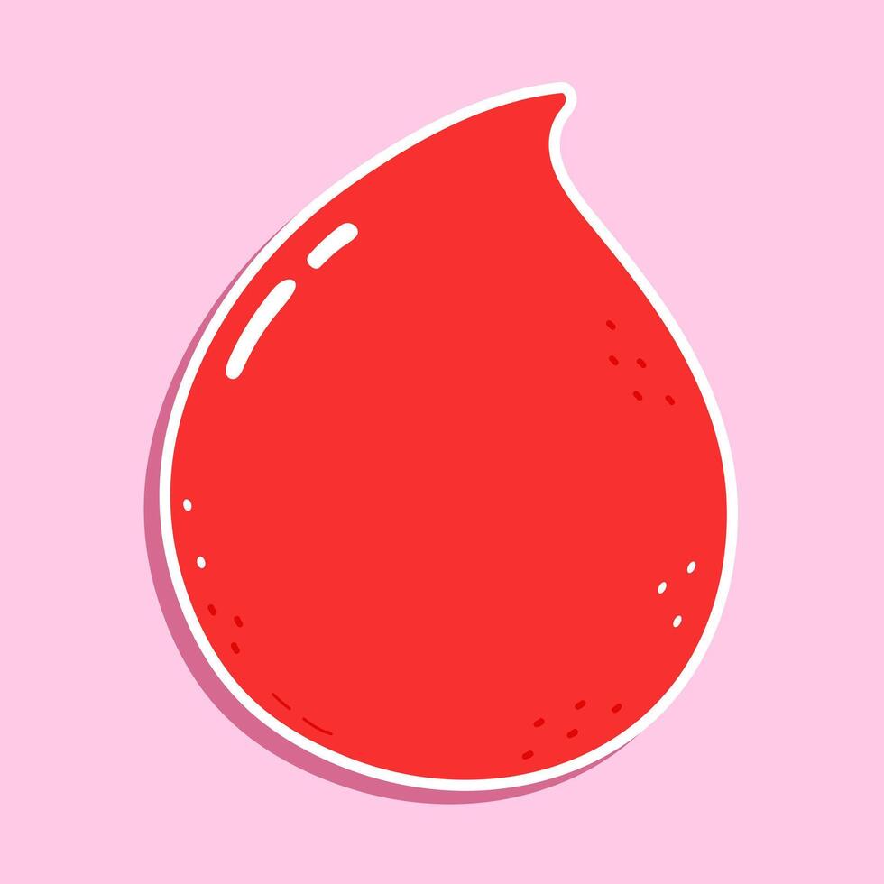 Sticker Blood drop character. hand drawn cartoon kawaii character illustration icon. Isolated on pink background. Blood drop character concept vector